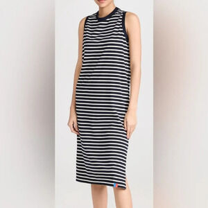 KULE The Sleeveless Tank Dress Navy & Cream Size Medium